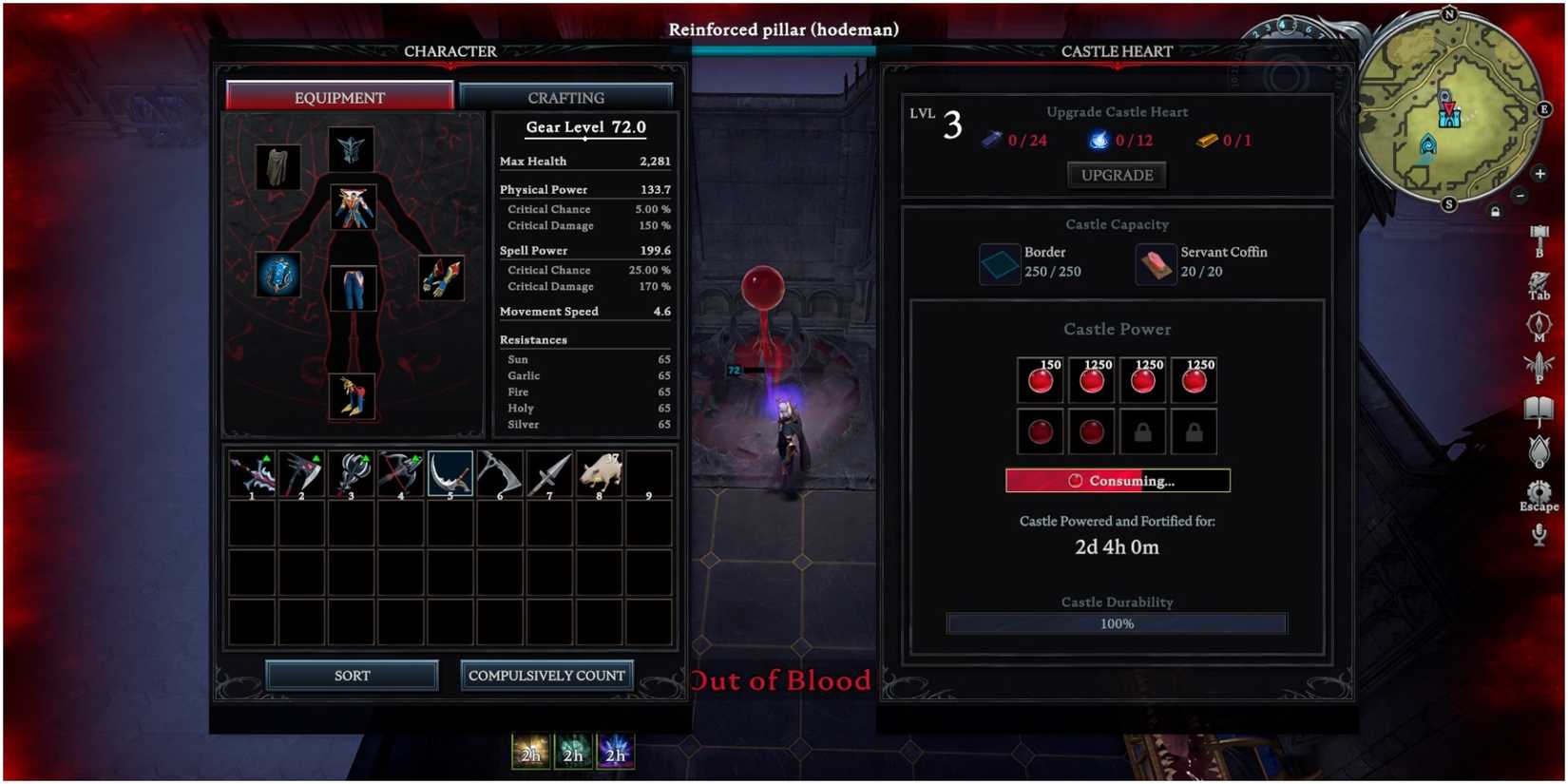 V Rising Powering Up A Castle Heart With Blood Essence