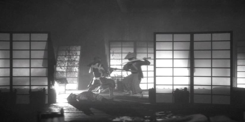 a brutal sword battle in a house in trek to yomi