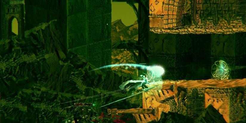 an acolye doing a dodge dash attack in source of madness