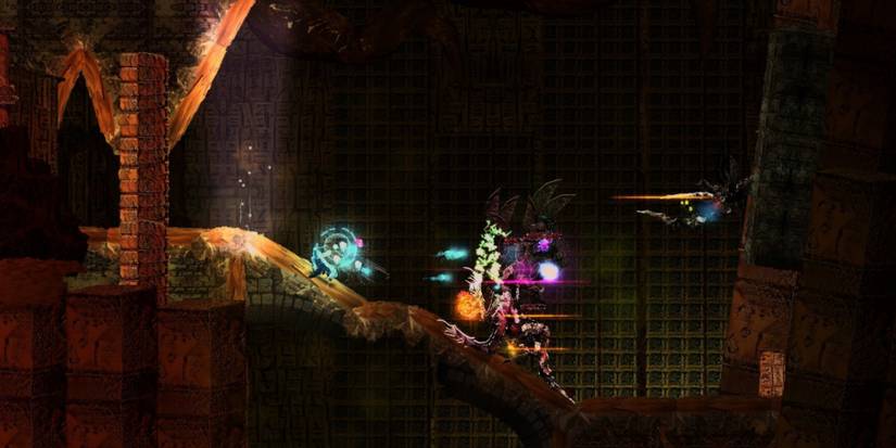 an acolyte fighting a large monster in source of madness