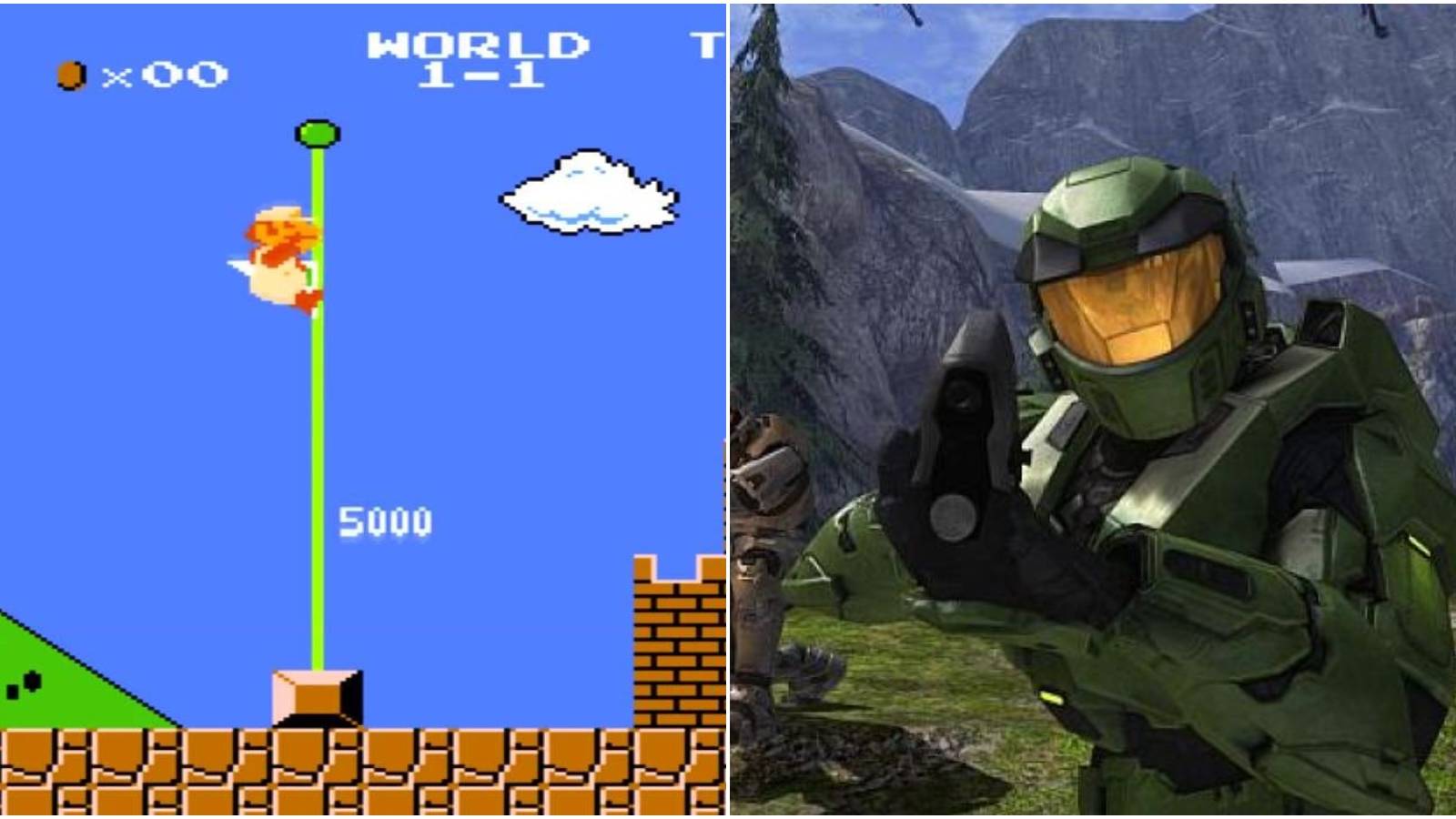(Left) Super Mario Bros (Right) Halo: Combat Evolved