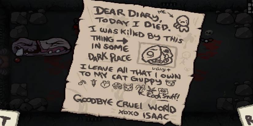 Game Over note with run details