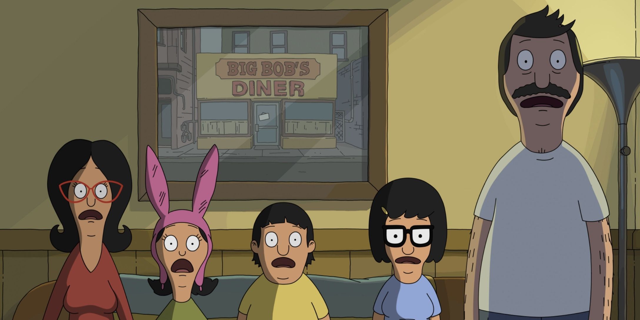 bobs burgers movie belcher family watching TV Cropped