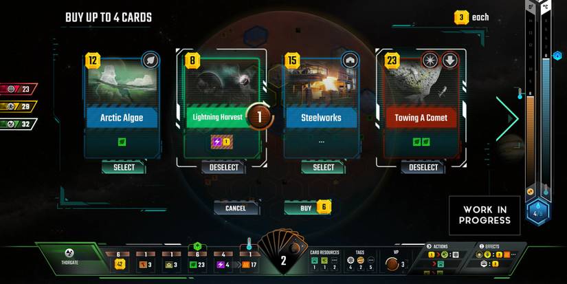 buying cards in terraforming mars digital game 