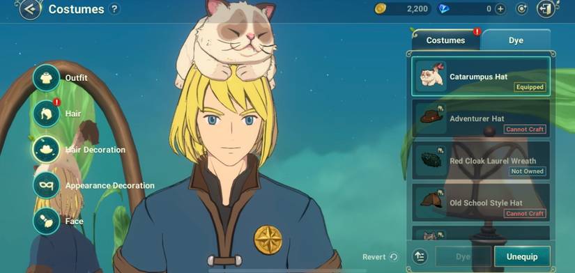 catarumopus hat ni no kuni cross worlds