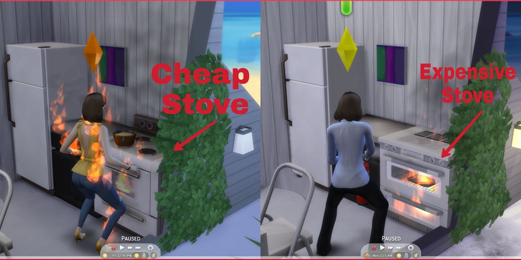 cheap and expensive stoves in the sims 4