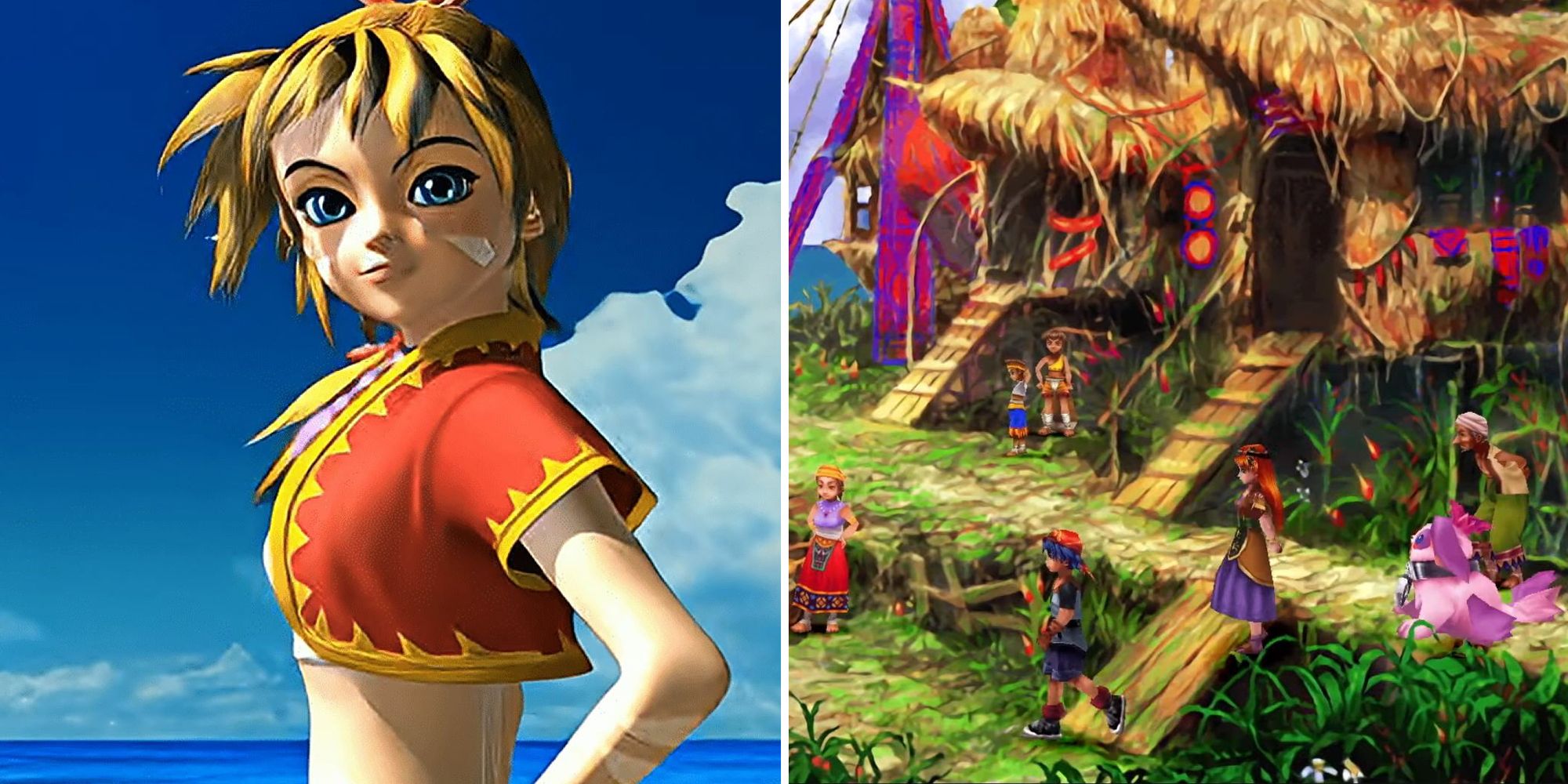 Chrono Cross Kid looking out into the ocean and town exploration