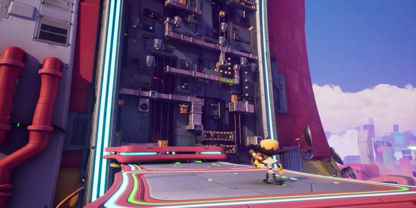 Crash Bandicoot Cortex looking at a complex platforming section