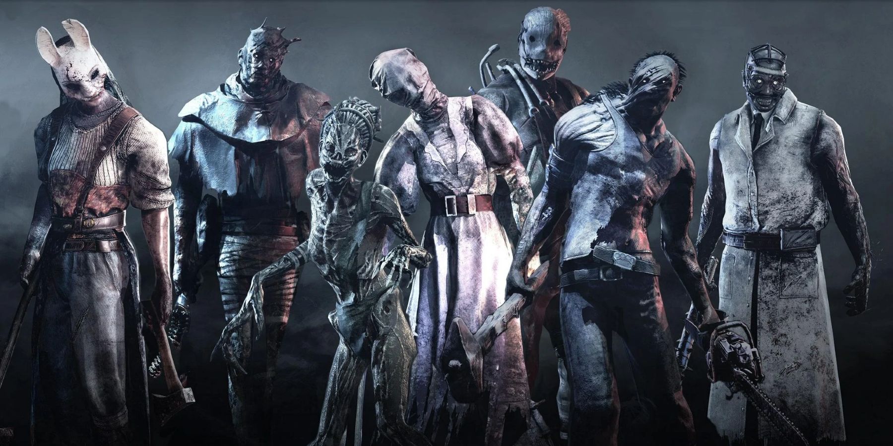 Image from Dead by Daylight showing a series of Killers.