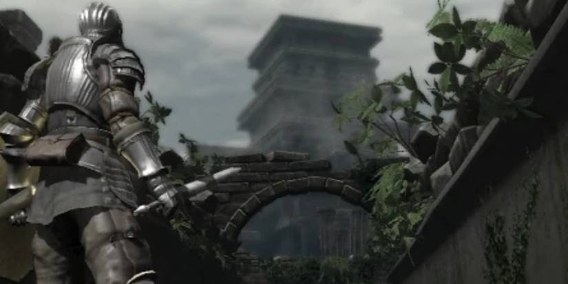 A Knight in Demon's Souls Looking Up