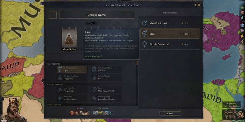 Crusader Kingds 3 doctrine selection 