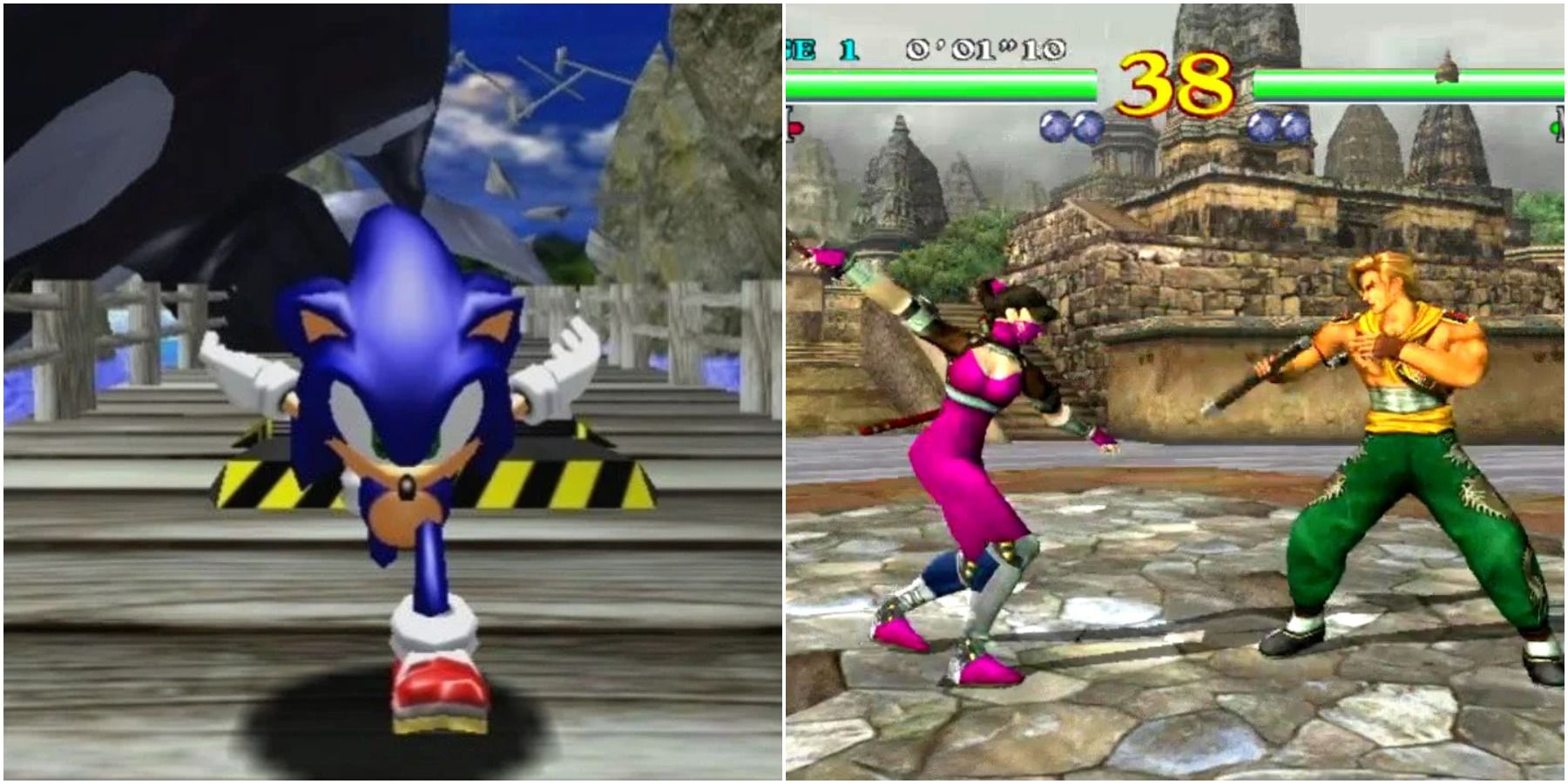 (Слева) Sonic Adventure (Справа) Soulcalibur
