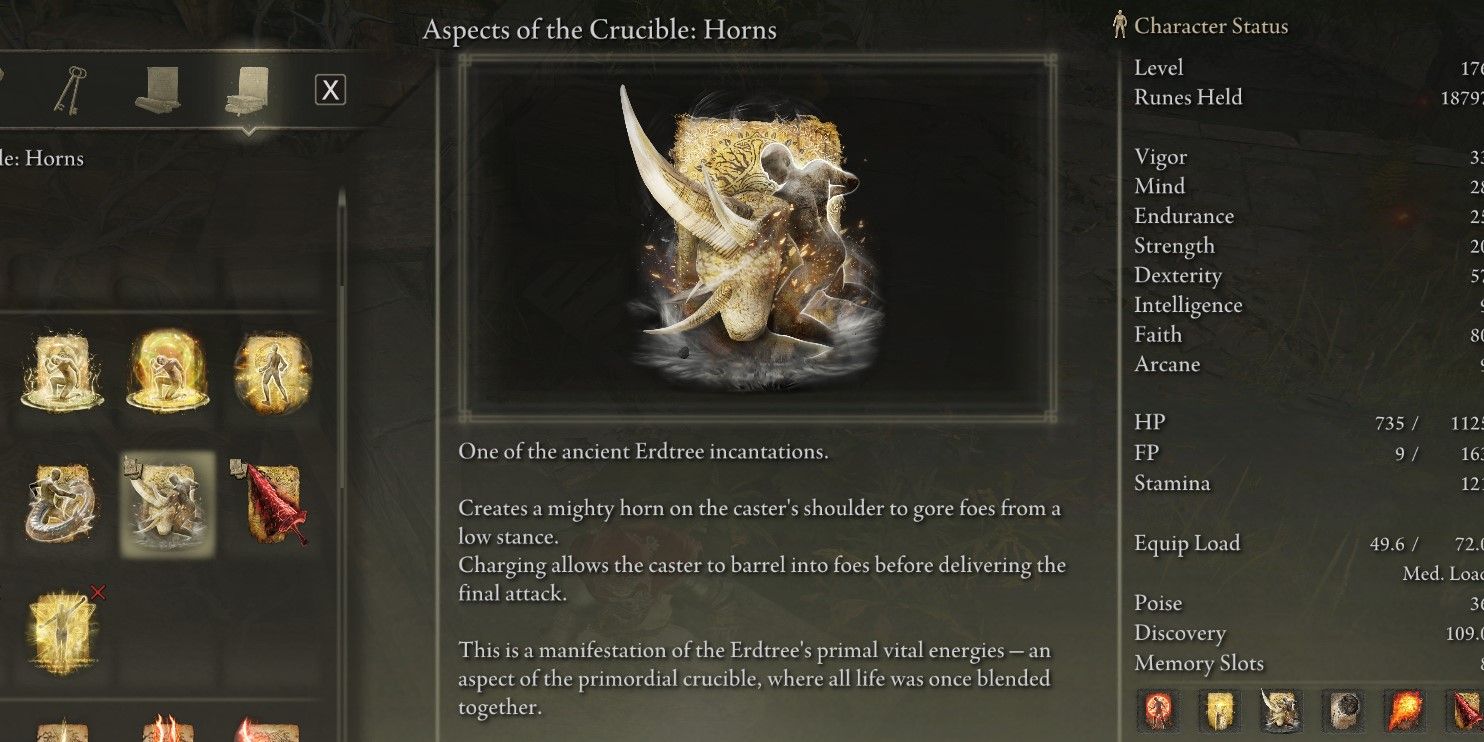 Elden Ring Aspect of the Crucible: Horns Incantation Description