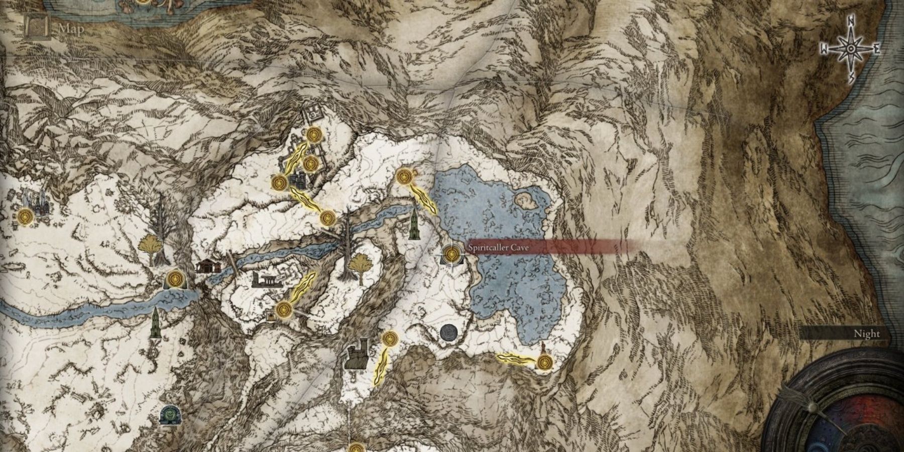 Spiritcaller Cave map in Elden Ring