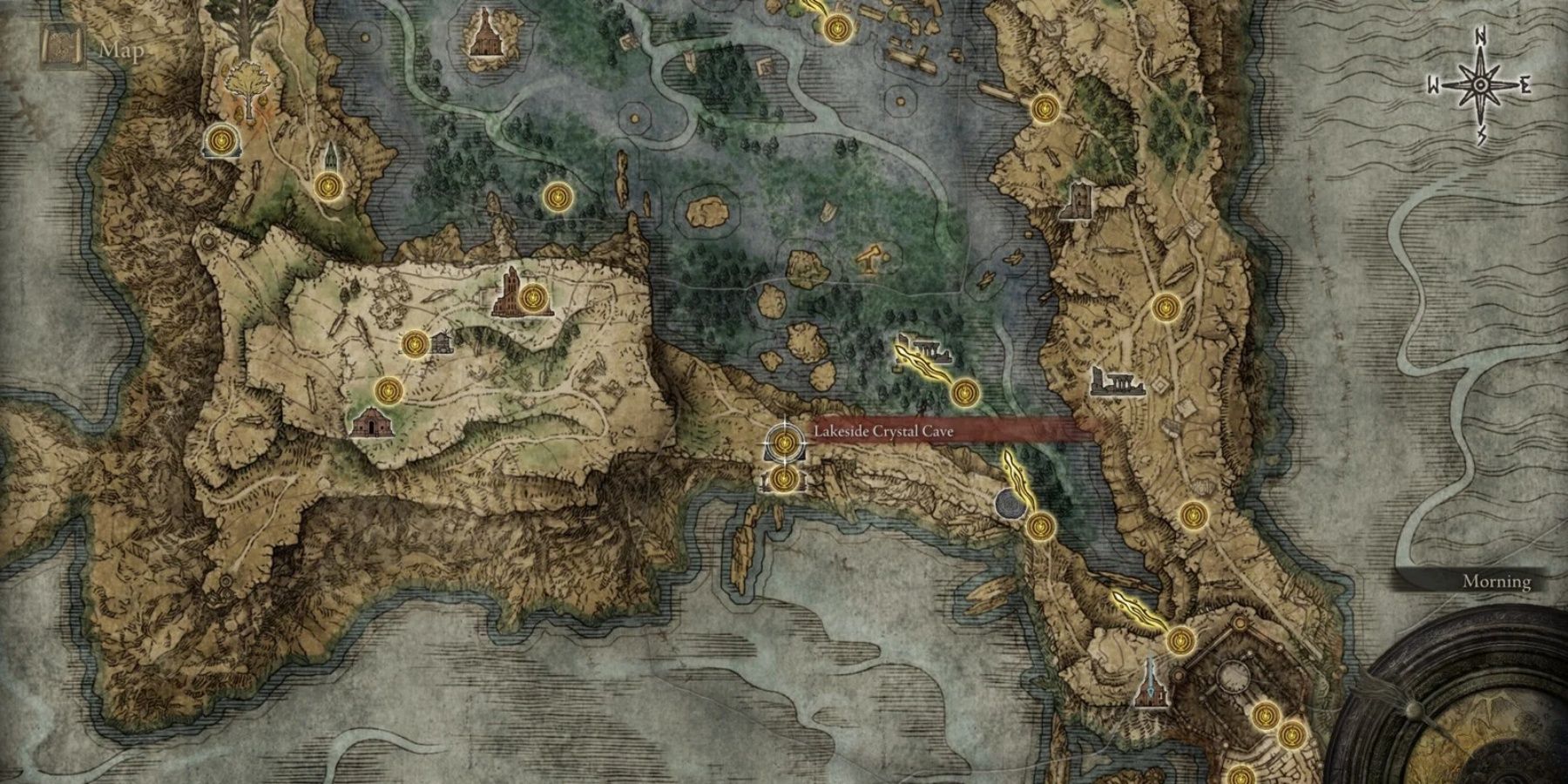 Lakeside Crystal Cave map in Elden Ring
