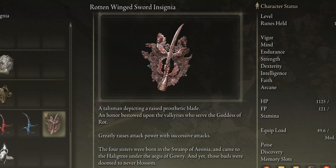 Elden Ring Rotten Winged Sword Insignia