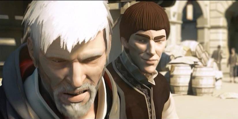Assassin's Creed ezio and youth on bench 