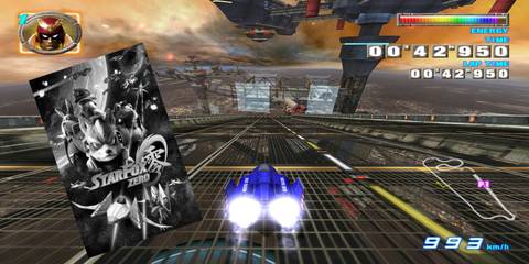 f-zero gx screenshot with star fox zero box art