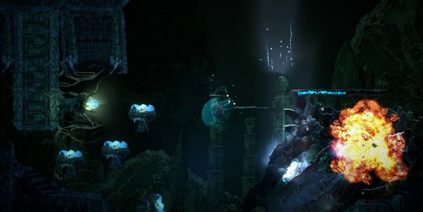 fighting a giant monster boss in source of madness