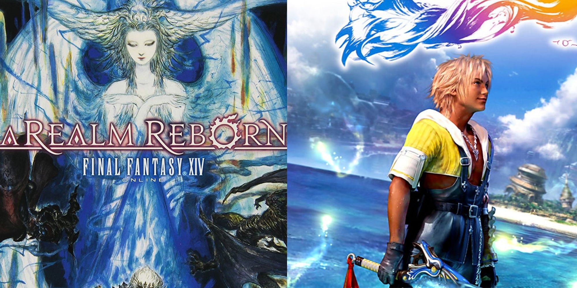 Final Fantasy Cover Art FFX and FFXIV side-by-side