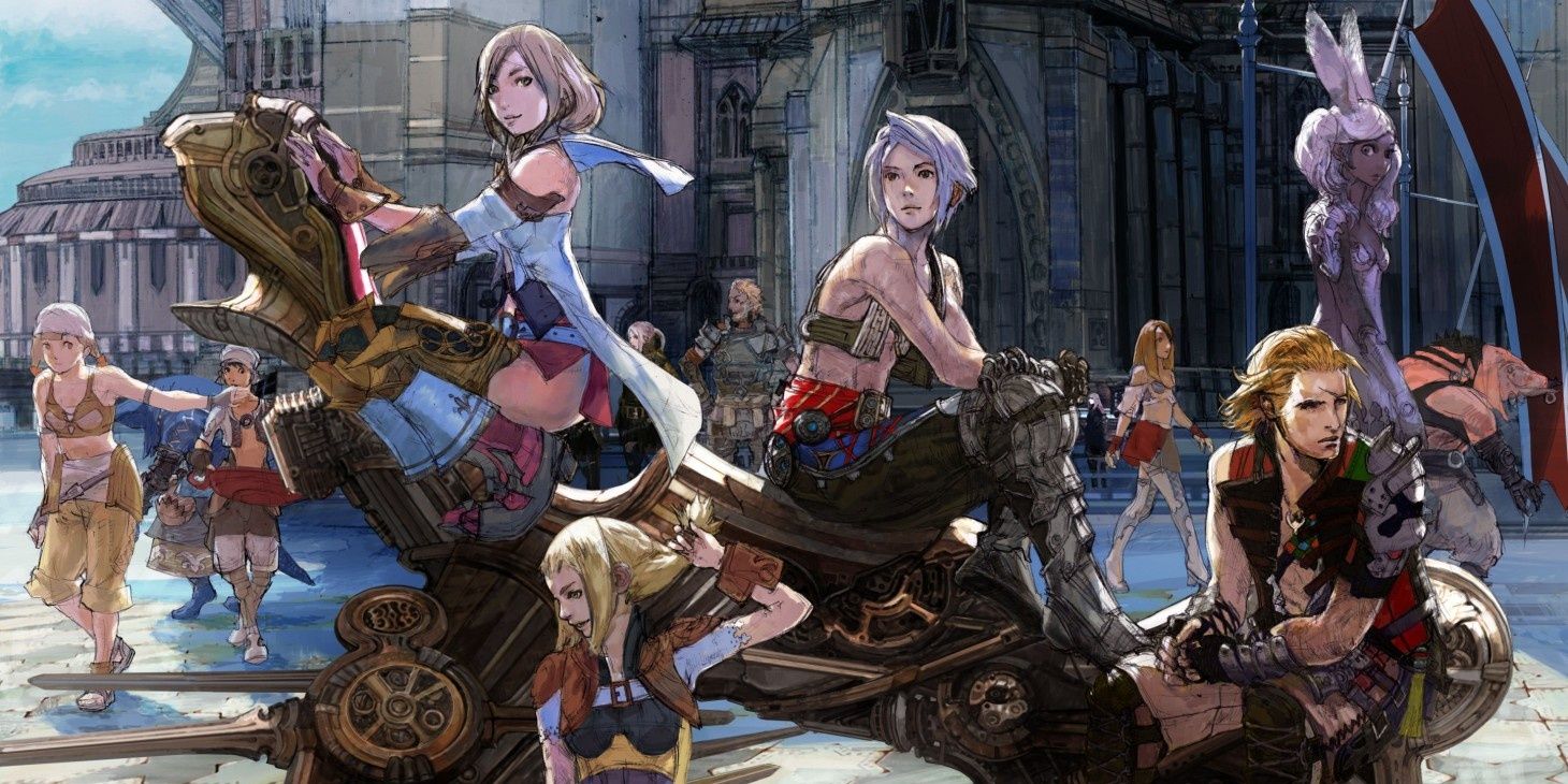 Final fantasy xii characters on top of a machine 