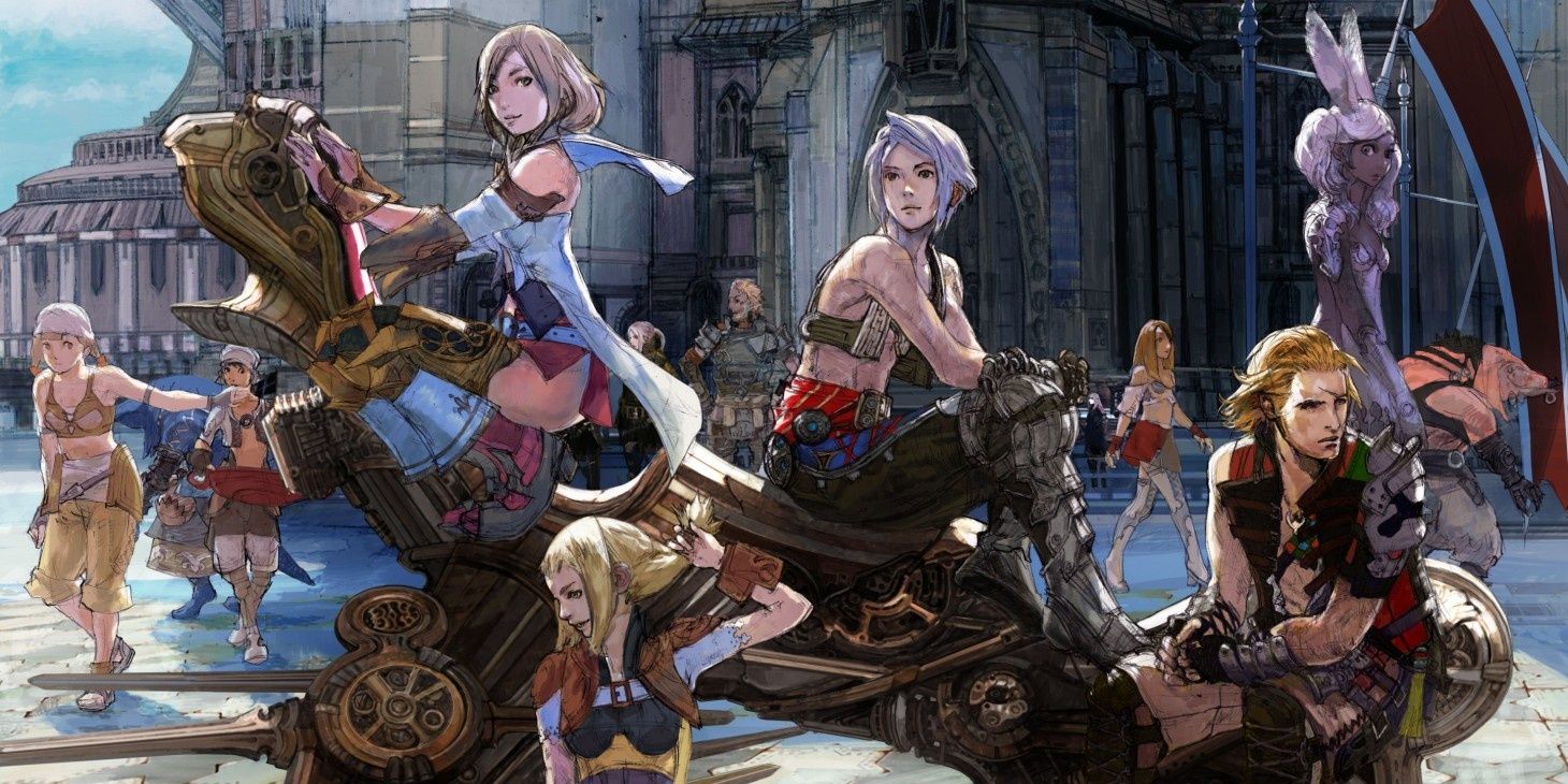 final fantasy xii characters on top of a machine 