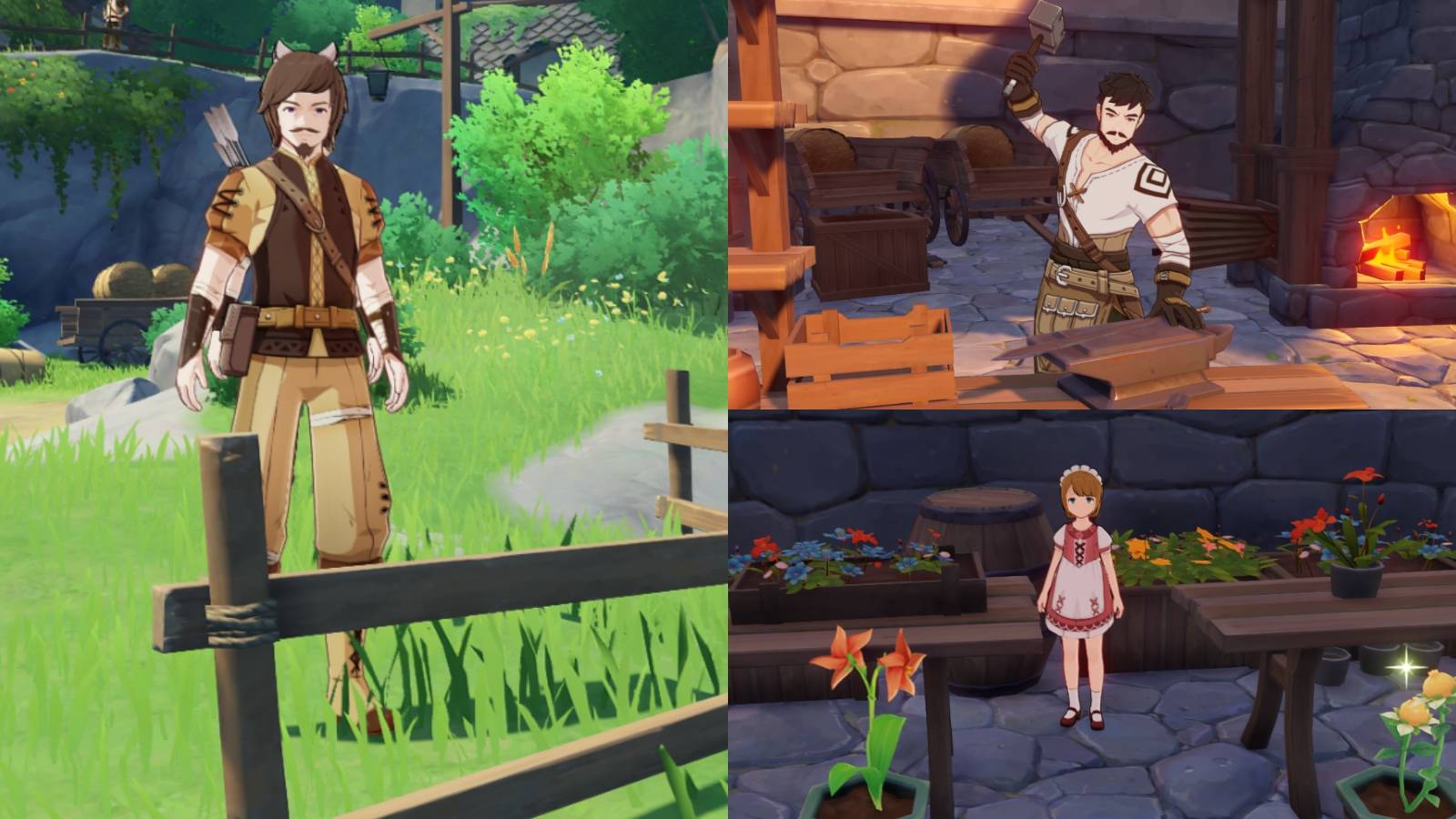 flora and blacksmith in Mondstadt in Genshin impact