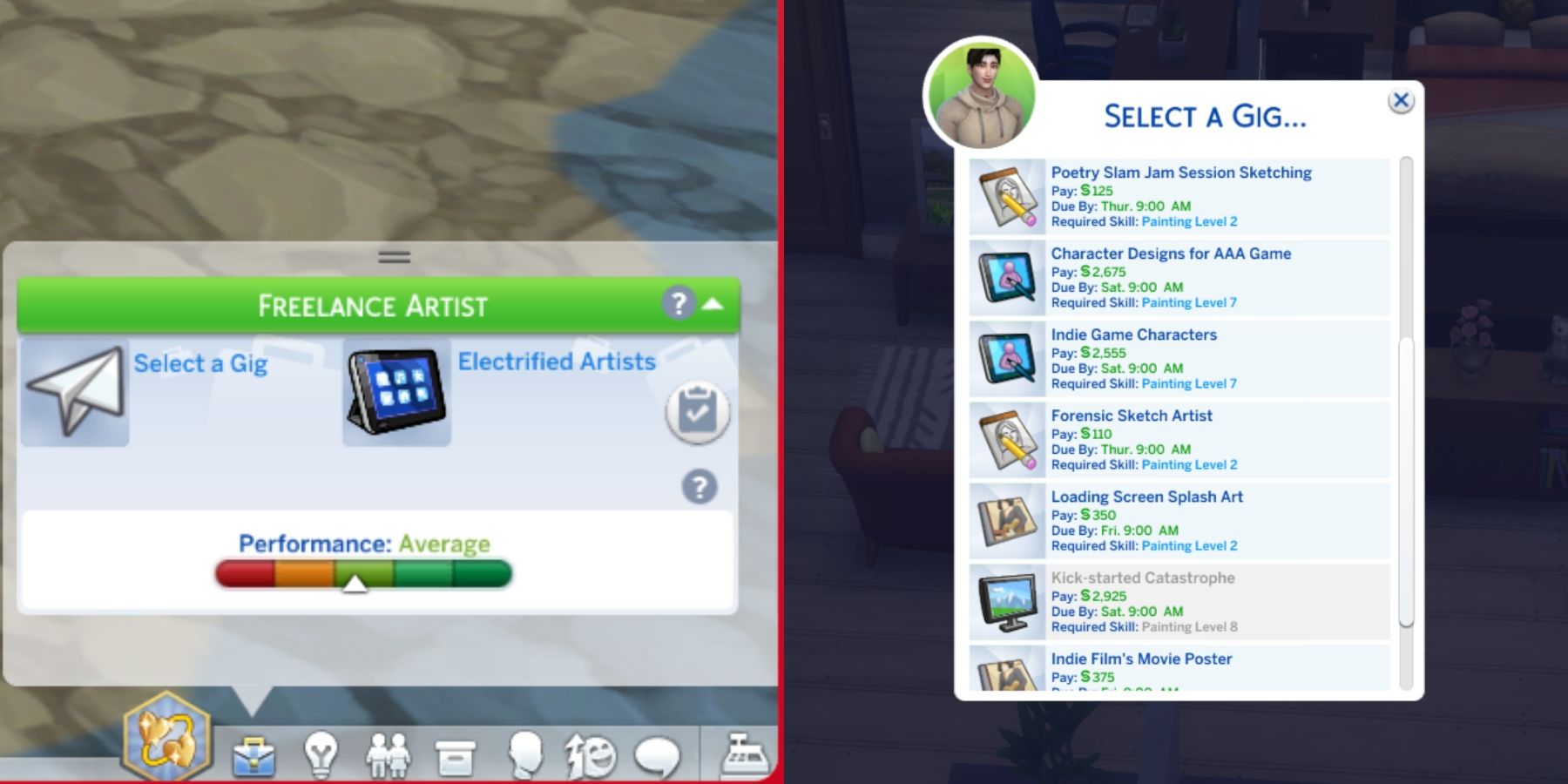 freelance artist career in the sims 4