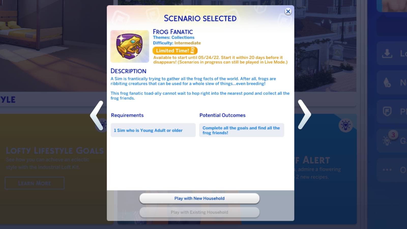 frog fanatic scenario in the sims 4