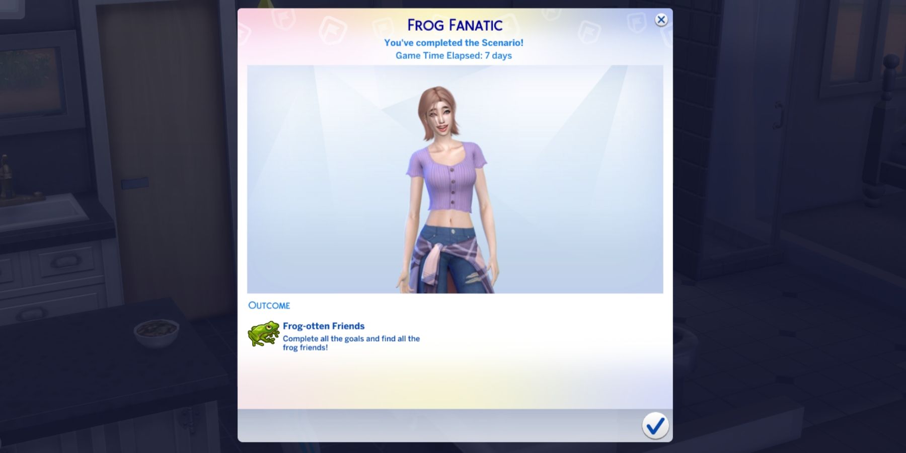 frog fanatic scenario is complete in the sims 4