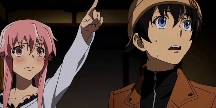 gasai yuno and yukiteru amano from the anime the future diary