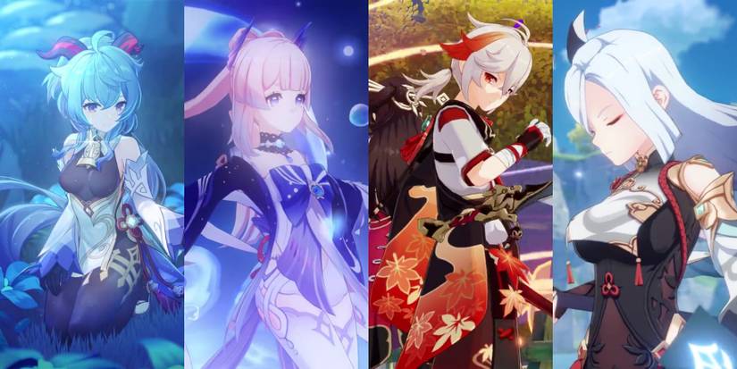 ganyu kokomi kazuha and shenhe from genshin impact
