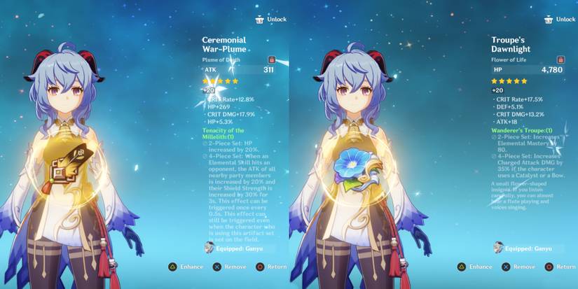 ganyu with great genshin impact artifacts