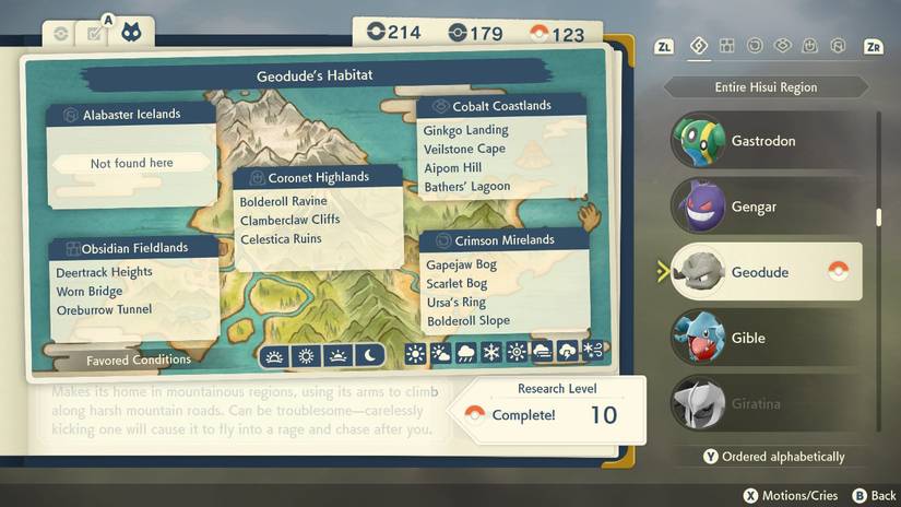 geodude locations pokemon legends arceus