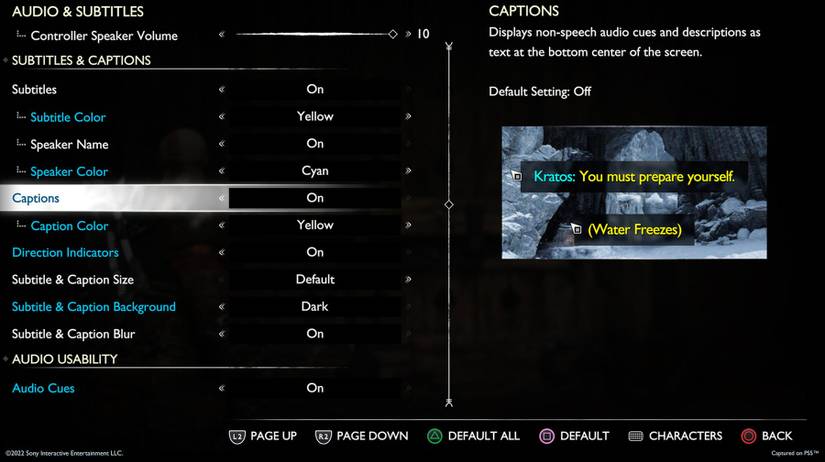 god of war ragnarok text size