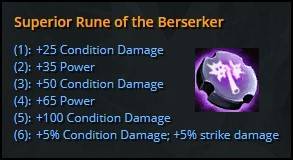 gw2 eod berseker armor rune condition damage power strike damage