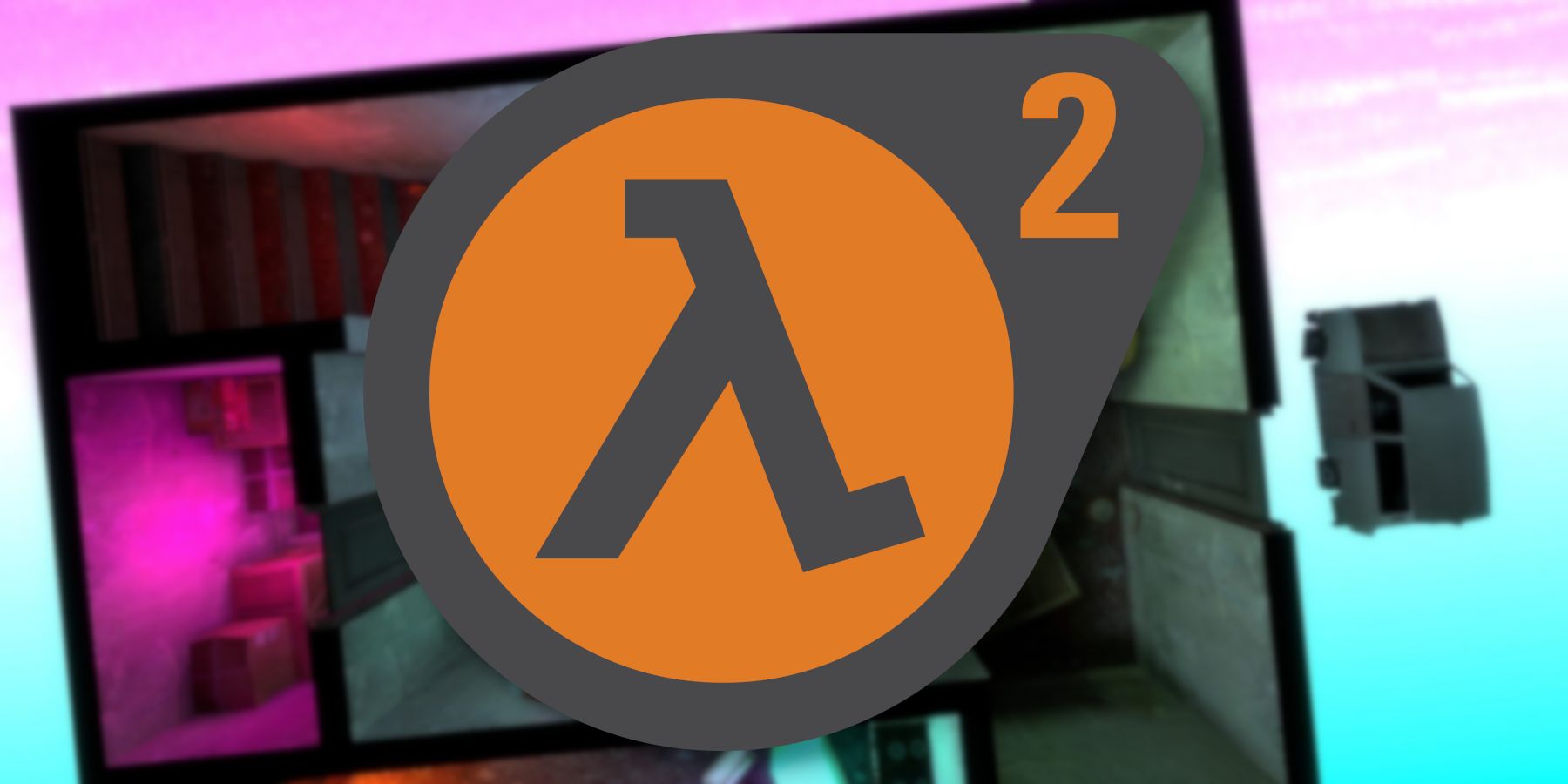 Логотип Half-Life 2 с видом сверху на карту на заднем плане.