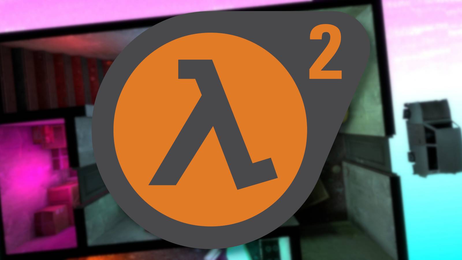 The Half-Life 2 logo with a top-down view of a map in the background.