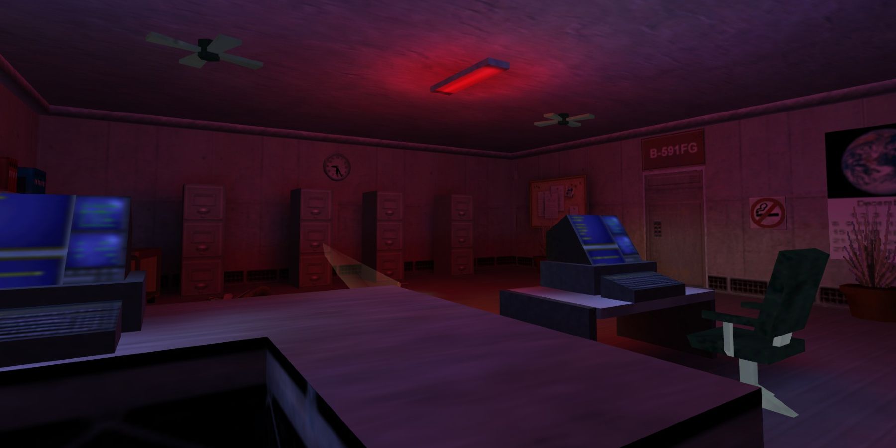 Image from an upcoming Half-Life mod showing an office bathed in soft red lighting.