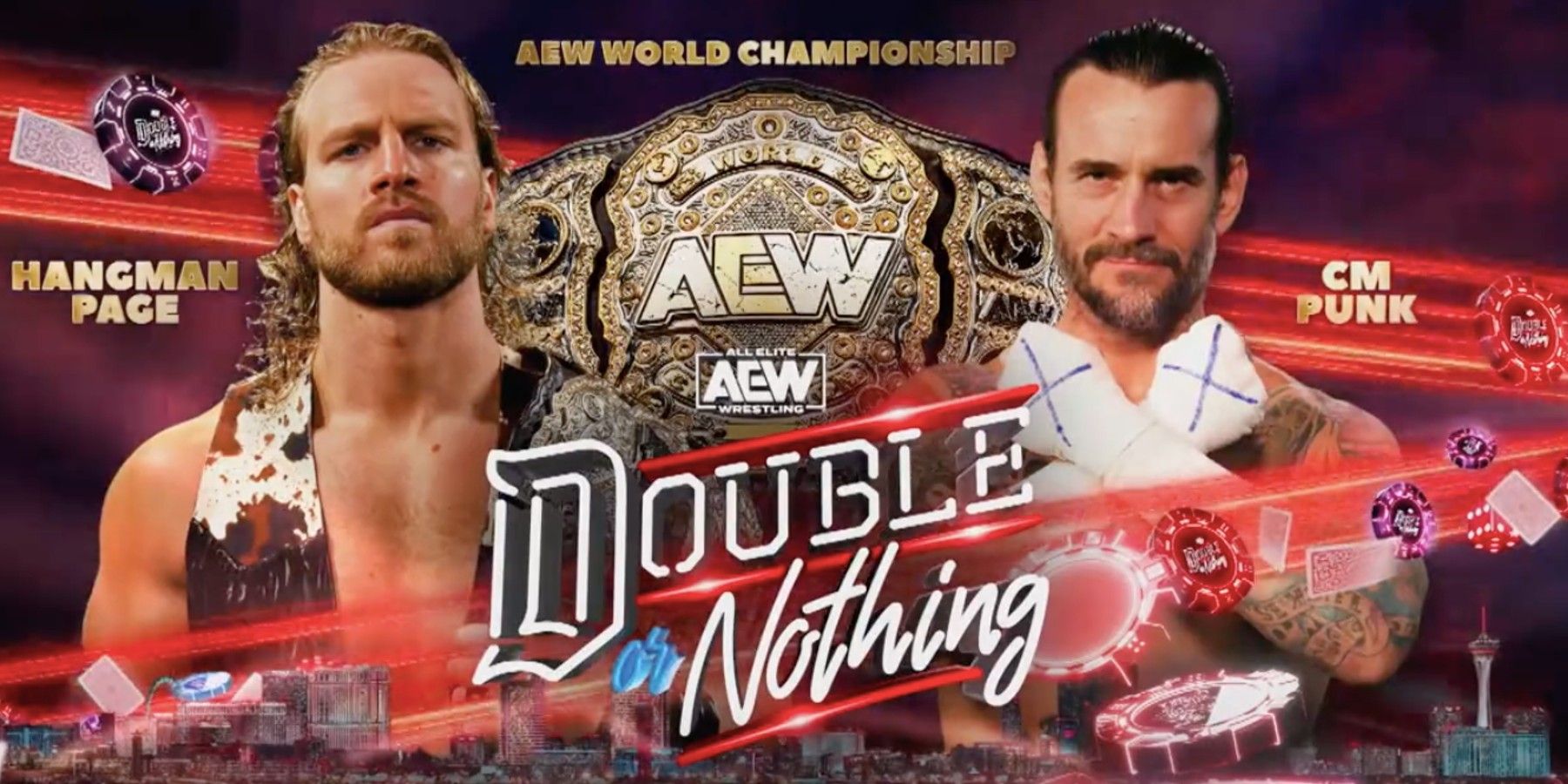 Hangman Adam Page and CM Punk AEW Double or Nothing match card