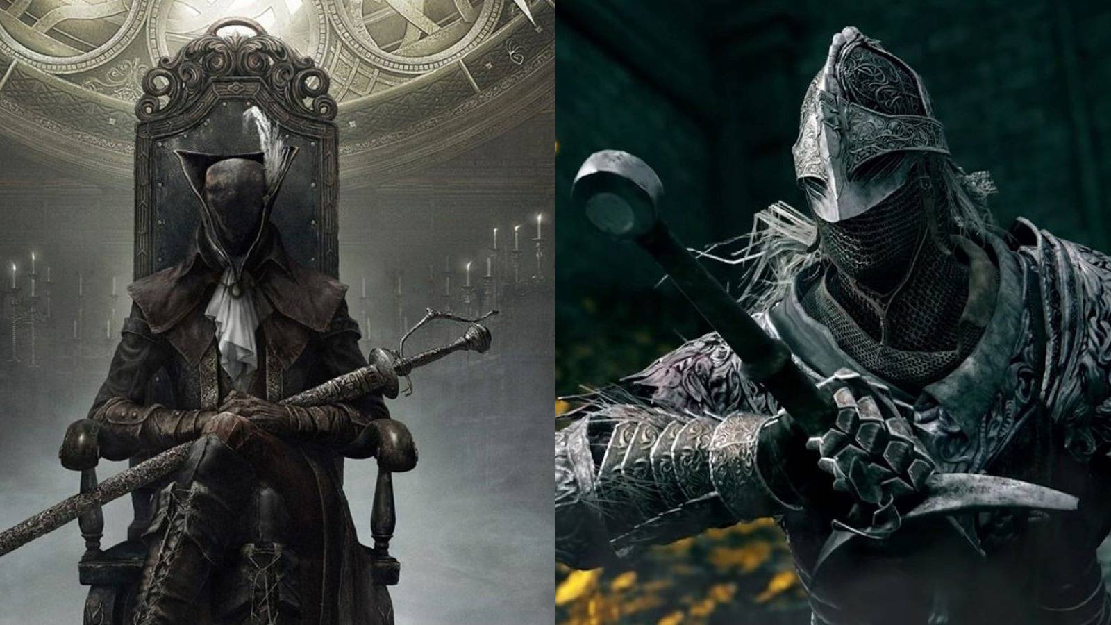 Bloodborne's Hunter protagonist and Elden Ring's Tarnished protagonist