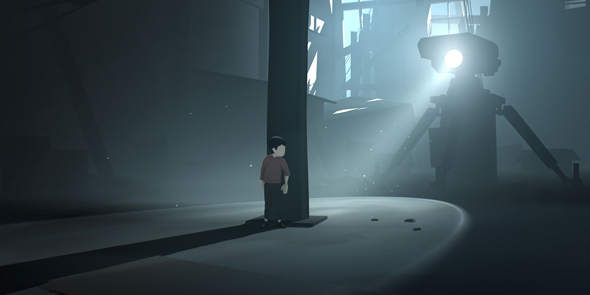 inside player hiding from a light from a robot 