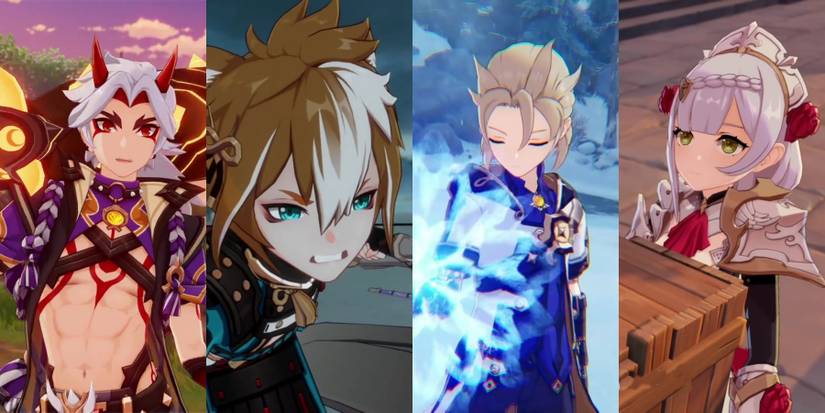 itto gorou albedo and noelle from genshin impact