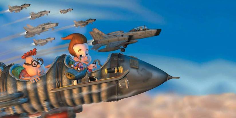 Jimmy and his friend in a rocket