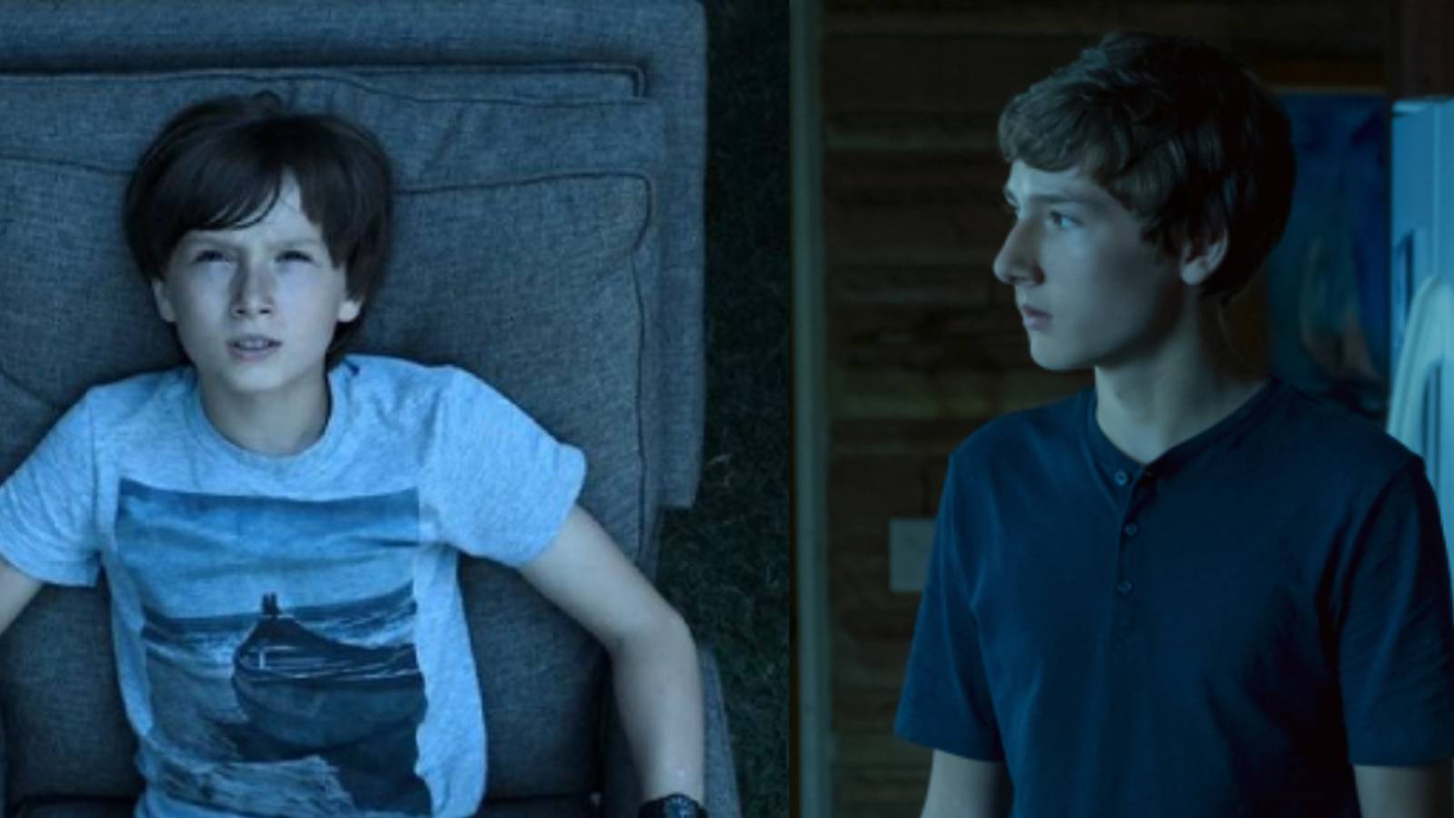 Jonah sitting in an outdoor recliner and Jonah standing in the kitchen