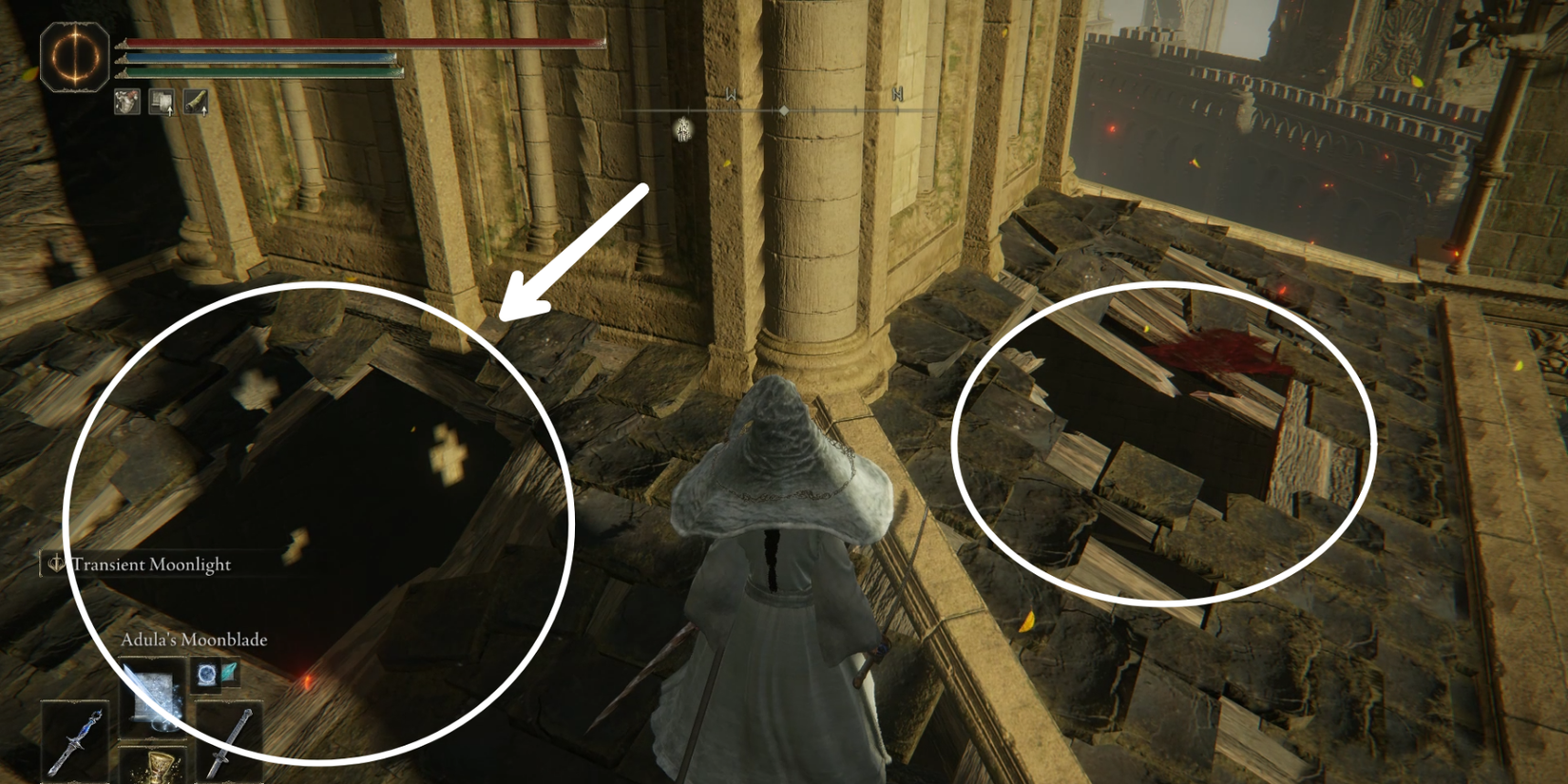 jump in the left hole to find the dragoncrest greatshield in elden ring