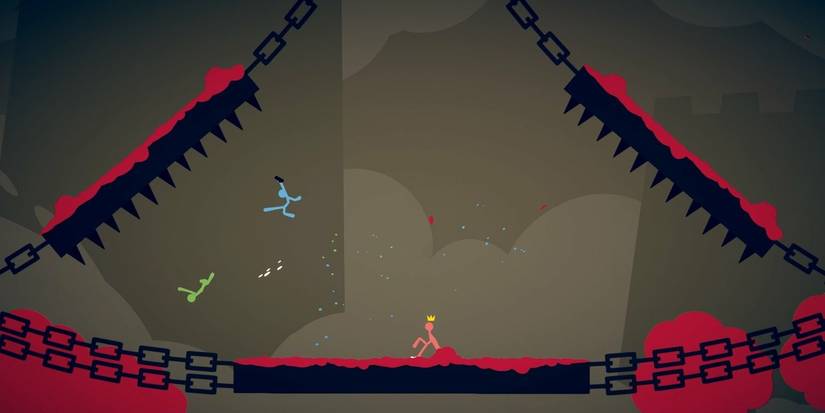 Stick Fight players jumping and engaging in combat