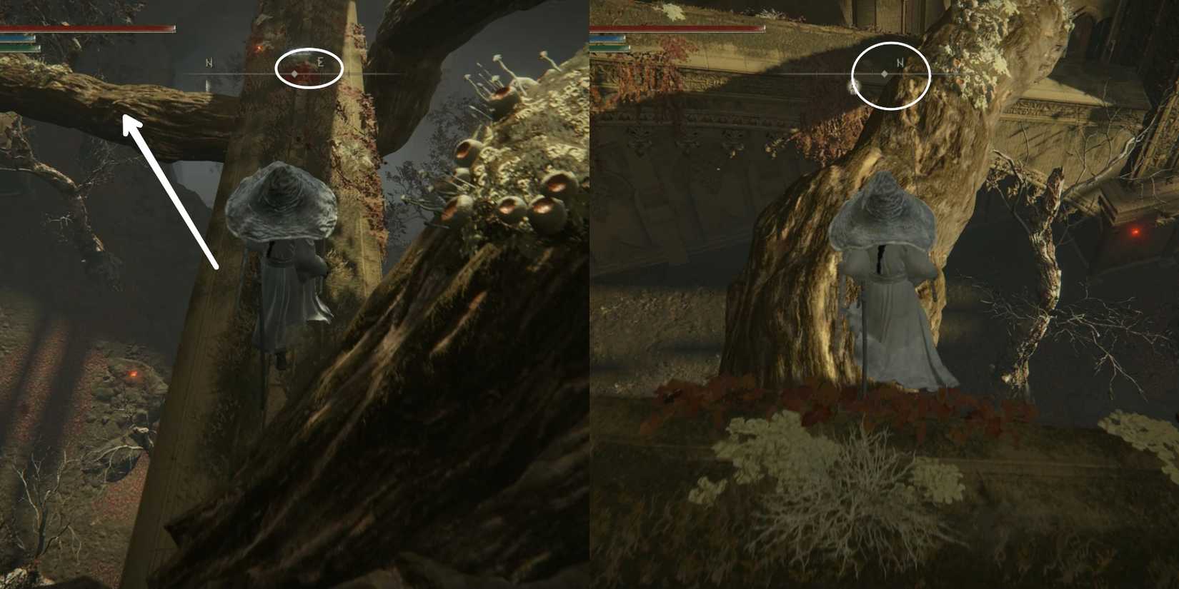 jumping down and moving through the branches in elden ring