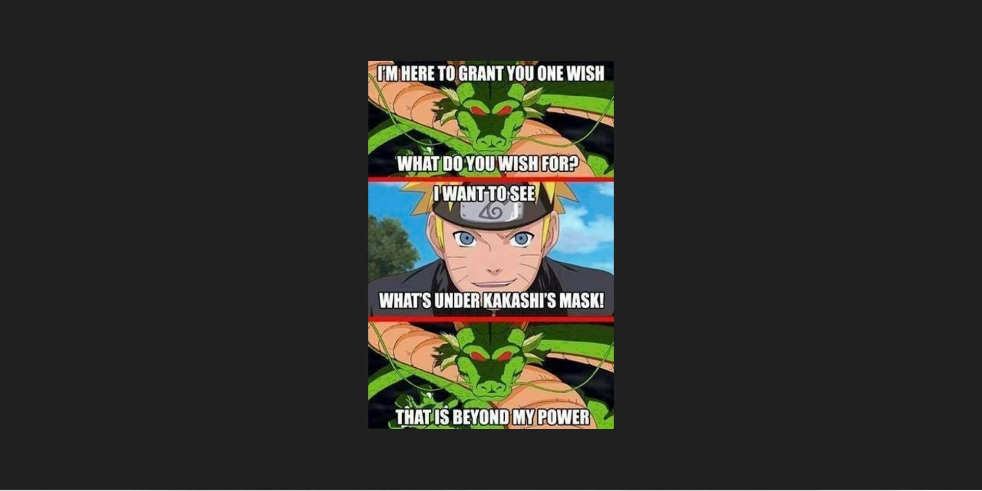 The One Wish meme from Naruto x Dragon Ball