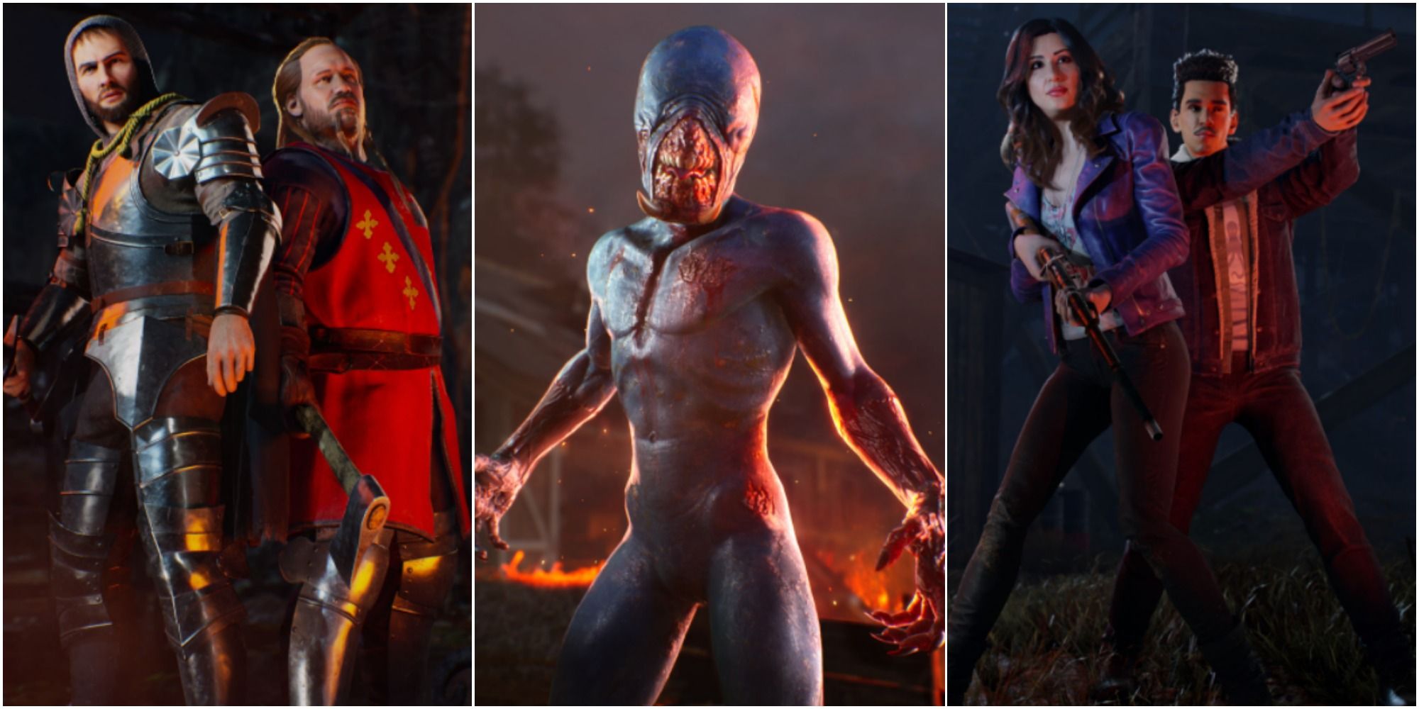 knight characters, evil kandarian demon, evil dead characters posing in evil dead the game featured